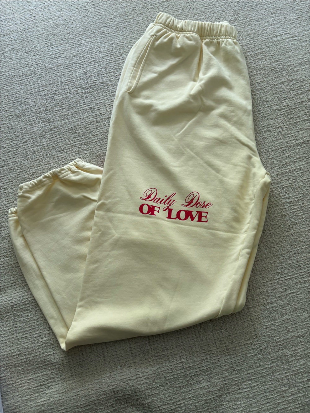 The Mayfair Group Yellow 'Daily Dose of Love' Graphic Sweatpants